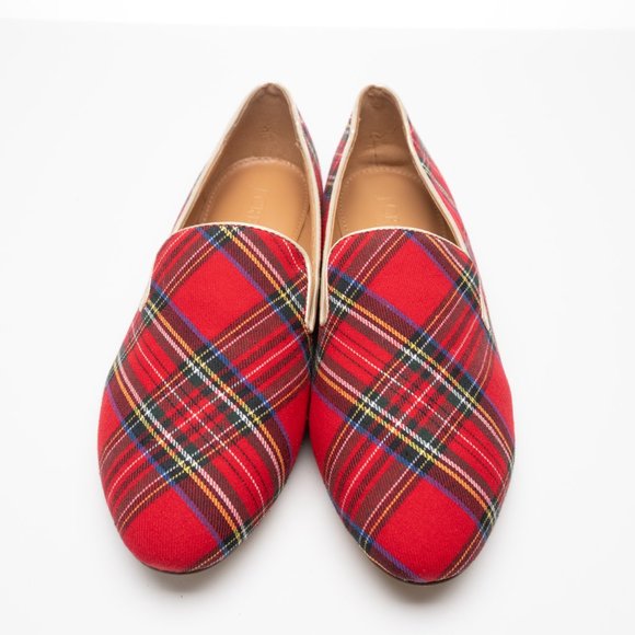 NEW J. Crew Tartan Loafers in Red Black Multi plaid - Picture 3 of 16